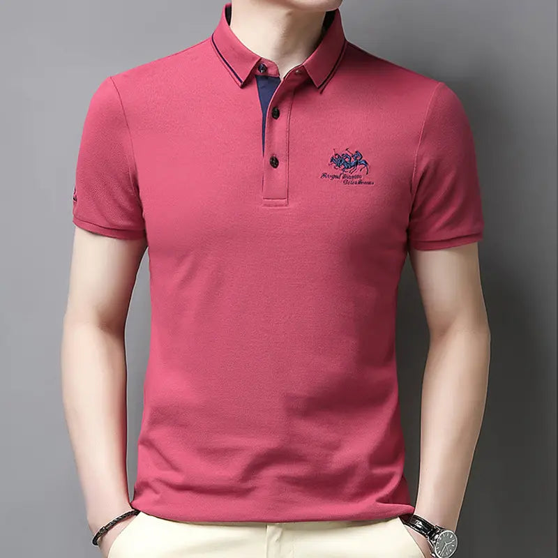 【50%OFF】【M-3XL】Bărbați de afaceri de afaceri brodate rever polo tricou polo
