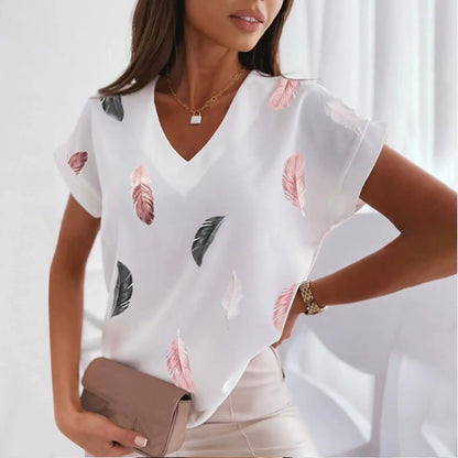 🔥【Купете 1, вземете 1 безплатно】😍【S-6XL】Дамска тениска с 3D щампа с пера