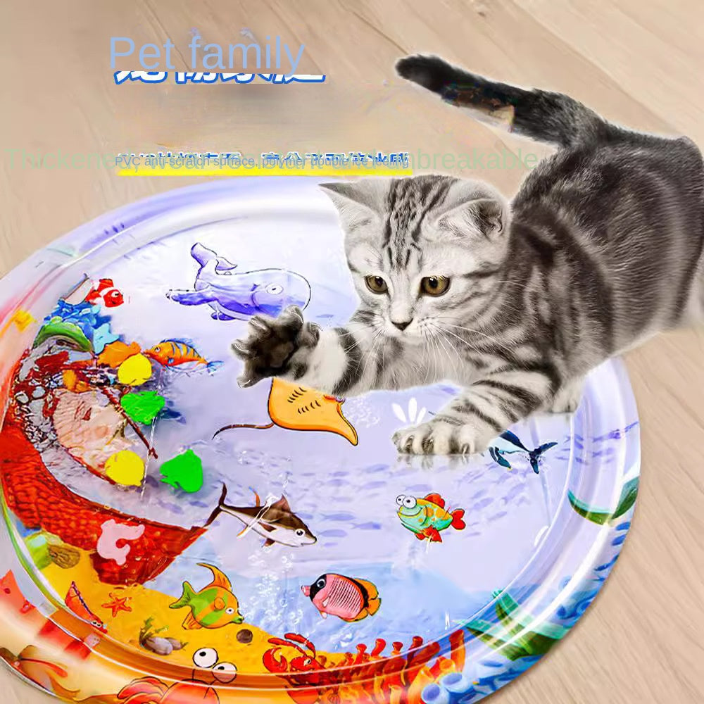 Pet Large Inflatable Water Injection Bed Ice Pad Cat Summer Cooling Breathable Heat Dissipation Scratch-Resistant Anti-Bite Cartoon Little Fish