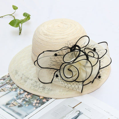 2024 Plasă de flori melon pălărie dantelă protecție solară vizieră banchet pălărie top