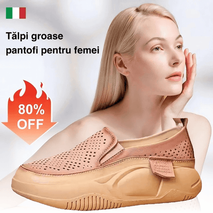 Oferta limitata-Model nou pentru vara 2023, pantofi loafers din piele de vacă cu perforații, talpă moale și vârf rotund
