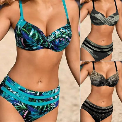 🎀【S~5XL】👙👙2024 nou costum de baie de marime mare cu imprimeu split