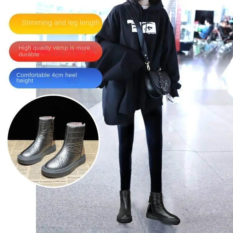 【35-40】2023 noi pantofi versatili din bumbac, catifea de iarnă, îngroșate, impermeabile, anti-alunecare, cizme Martin