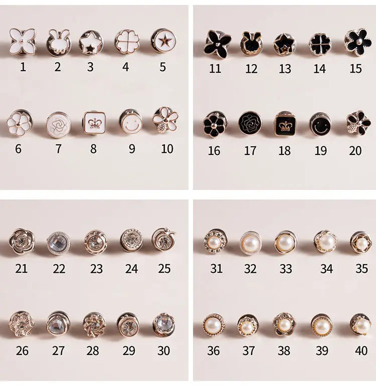 【40 de modele / 80 de bucăți】 Broșă cu butoane cu modele multiple cu butoane reglabile
