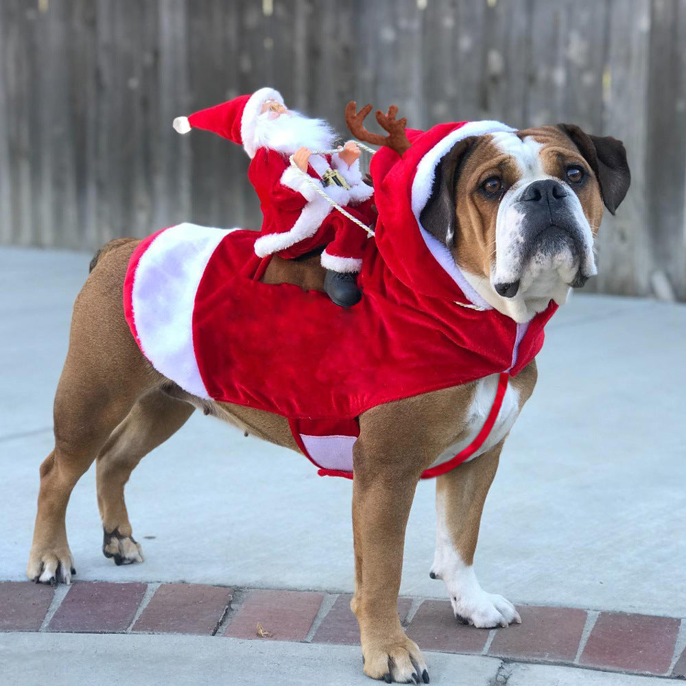 Pet Dog Christmas Costume Santa Claus a Hacking Outfit Christmas Pet Clothes Riding Deer Outfit Pet Christmas Product