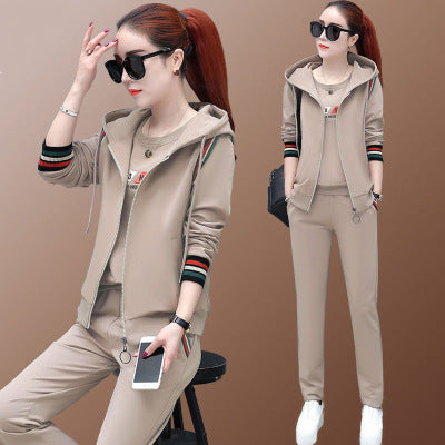 2023 Autumn Vest Fashion Three-Piece Set Women's New Korean-Style Long-Sleeved Sweater plus Size Casual Sportswear Suit Women's