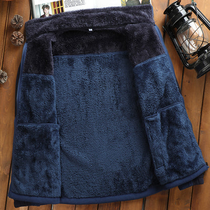 Outdoor Sports Fleece Sweater Men's Casual Autumn and Winter New Jacket Men's Fleece-Lined Thickened Polar Fleece Jacket Men