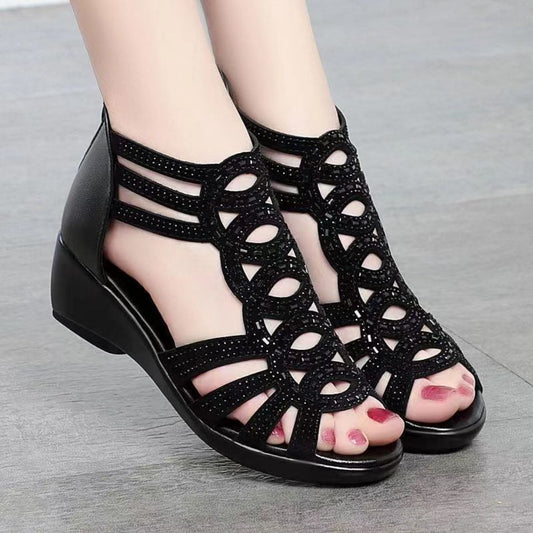 women's crystal wedge sandals comfortable high heels