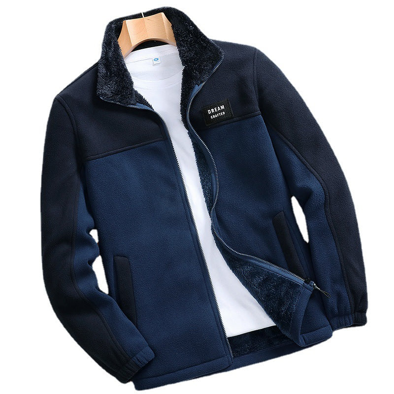 Outdoor Sports Fleece Sweater Men's Casual Autumn and Winter New Jacket Men's Fleece-Lined Thickened Polar Fleece Jacket Men