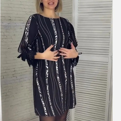 Fall 2023 Aliexpress Wish Amazon Independent Station Digital Printing Striped Dress