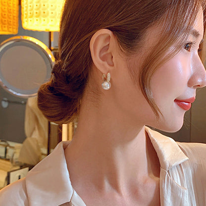 Cercei cu perle mari cu ac de argint