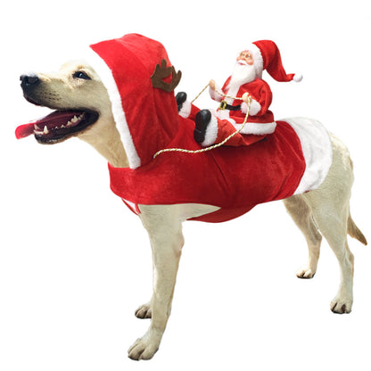 Pet Dog Christmas Costume Santa Claus a Hacking Outfit Christmas Pet Clothes Riding Deer Outfit Pet Christmas Product