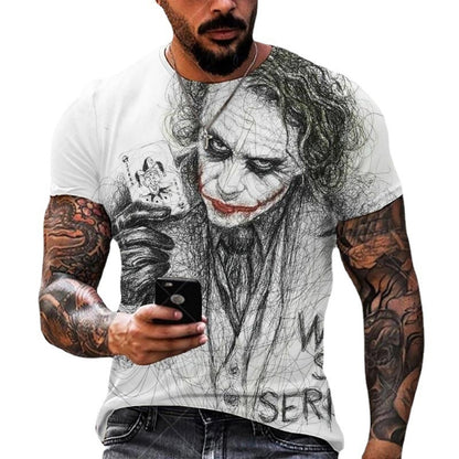 Tricou grafic Joker cu mâneci scurte cu gât rotund