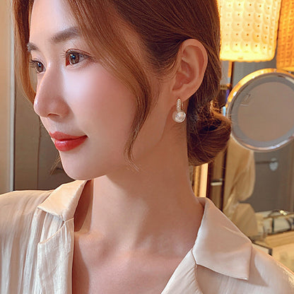 Cercei cu perle mari cu ac de argint