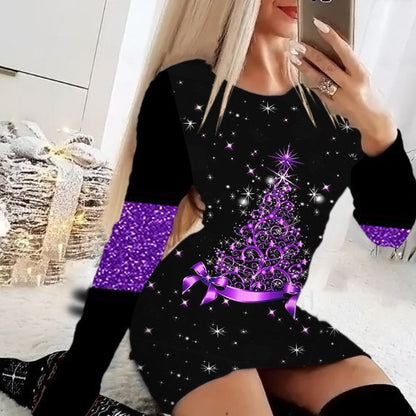 🎄🎉【Christmas Sales】2023 Rochii de Crăciun cu mânecă lungă imprimate de toamnă și iarnă