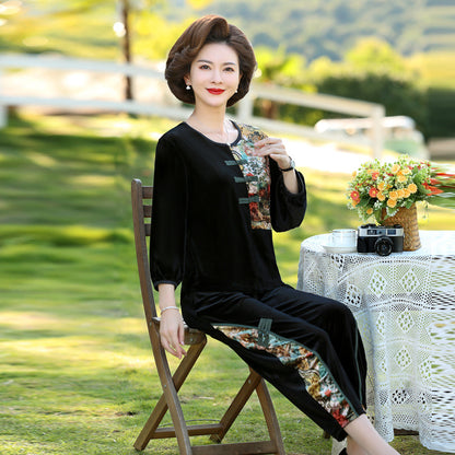 Îmbrăcăminte mamei costum de toamnă 2023 nou set din două piese mâneci lungi pentru femei