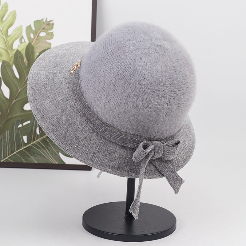 Hat for the Elderly Children's Mother Autumn and Winter Thin Middle-Aged and Elderly Grandma Bucket Hat Middle-Aged Waterproof Mink Fisherman Lady Hat