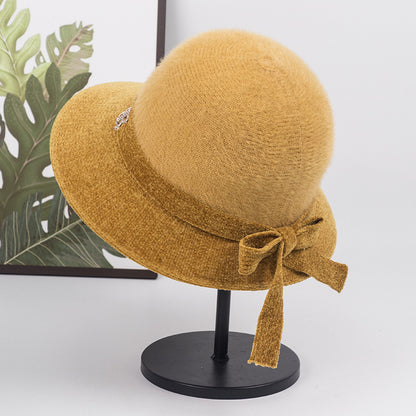 Hat for the Elderly Children's Mother Autumn and Winter Thin Middle-Aged and Elderly Grandma Bucket Hat Middle-Aged Waterproof Mink Fisherman Lady Hat