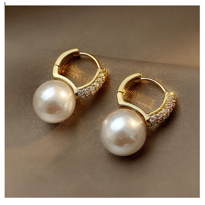 Cercei cu perle mari cu ac de argint