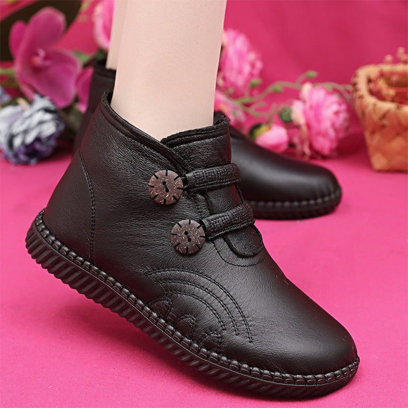 【35-40】Pantofi antiderapanti dama din piele de toamna si iarna lucrati manual italian