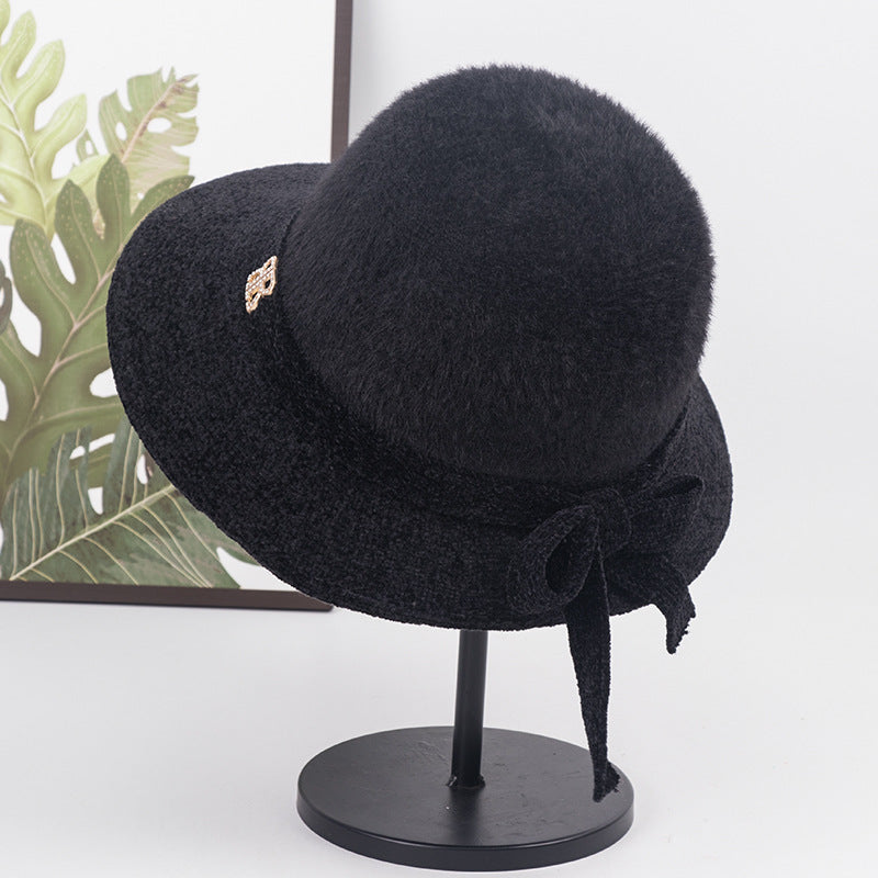Hat for the Elderly Children's Mother Autumn and Winter Thin Middle-Aged and Elderly Grandma Bucket Hat Middle-Aged Waterproof Mink Fisherman Lady Hat