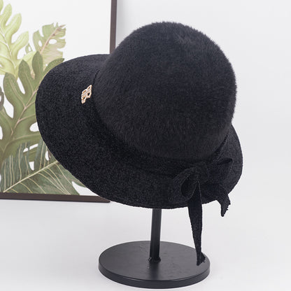 Hat for the Elderly Children's Mother Autumn and Winter Thin Middle-Aged and Elderly Grandma Bucket Hat Middle-Aged Waterproof Mink Fisherman Lady Hat