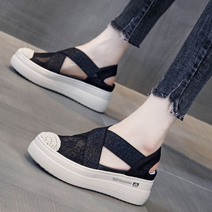 Closed Toe Sandals Women's Summer Fairy Style Lace Internet Hot Thick Bottom Slip-on Fisherman Shoes Casual Shoes Women's Shoes Wholesale 2021