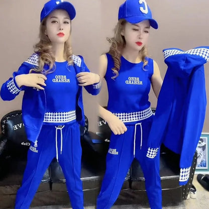 【Jacheta + vesta + pantaloni】Set de 3 piese costum sport casual de primăvară și toamnă 2023