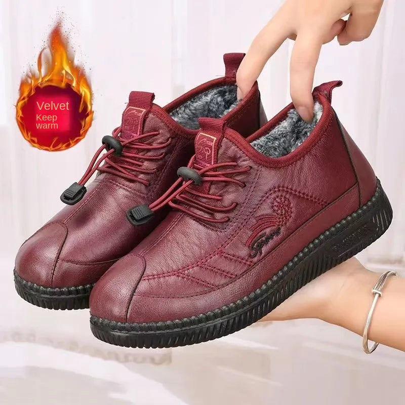 【35-41】Pantofi dama noi din bumbac plus cizme catifelate cizme piele impermeabile zapada mama