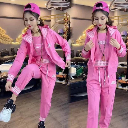 【Jacheta + vesta + pantaloni】Set de 3 piese costum sport casual de primăvară și toamnă 2023