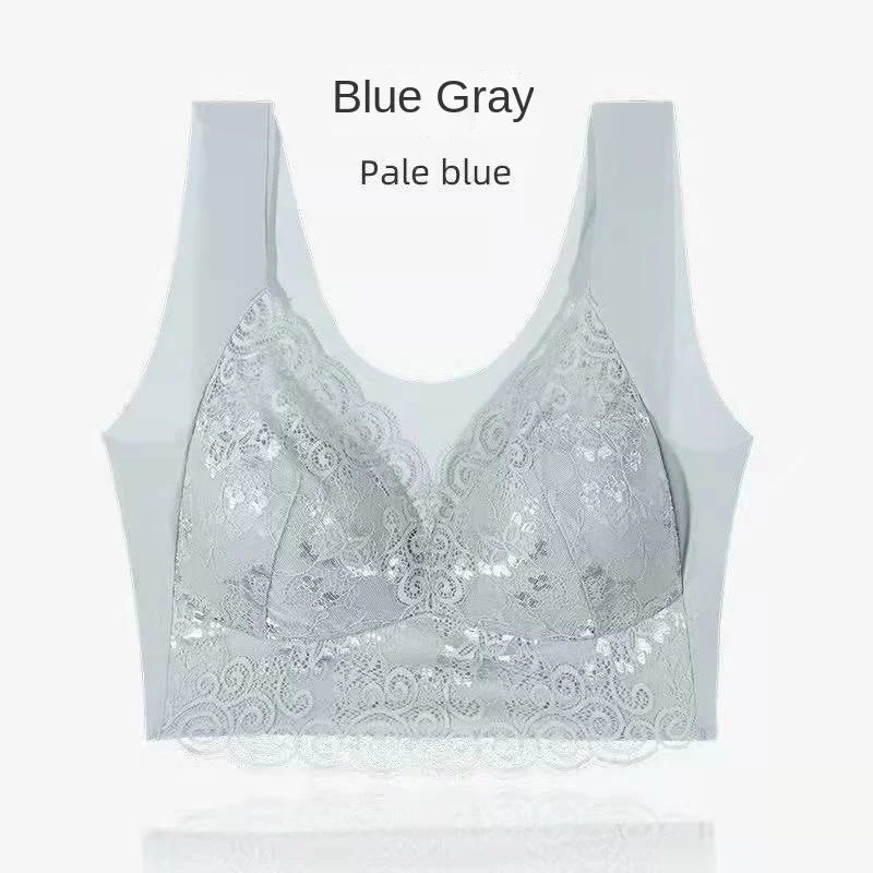 Push up Beautiful Back Underwired Bra Lace Chest Wrap Bra Underwear Fixed Integrated Cup Seamless Sleep Bra Vest