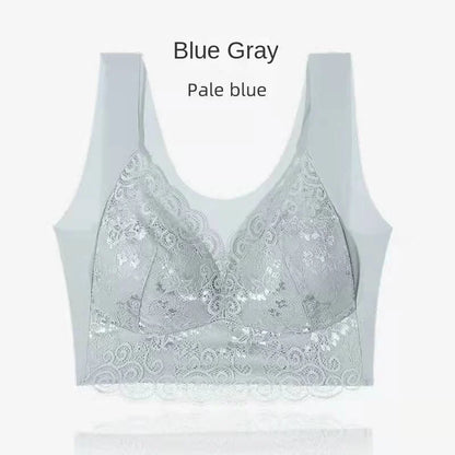 Push up Beautiful Back Underwired Bra Lace Chest Wrap Bra Underwear Fixed Integrated Cup Seamless Sleep Bra Vest