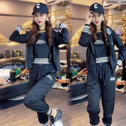 【Jacheta + vesta + pantaloni】Set de 3 piese costum sport casual de primăvară și toamnă 2023