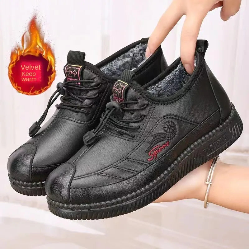 【35-41】Pantofi dama noi din bumbac plus cizme catifelate cizme piele impermeabile zapada mama